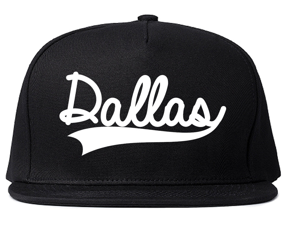 Dallas Texas Old School Varsity Logo Mens Snapback Hat Black