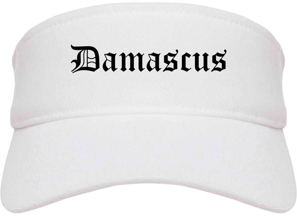 Damascus Oregon OR Old English Mens Visor Cap Hat White