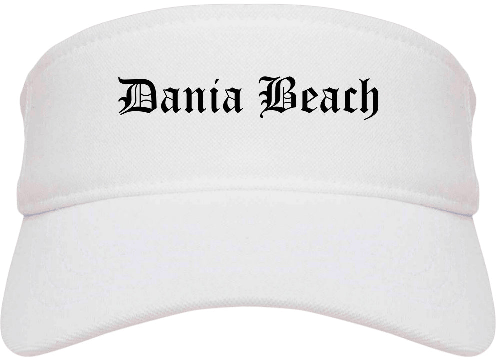 Dania Beach Florida FL Old English Mens Visor Cap Hat White