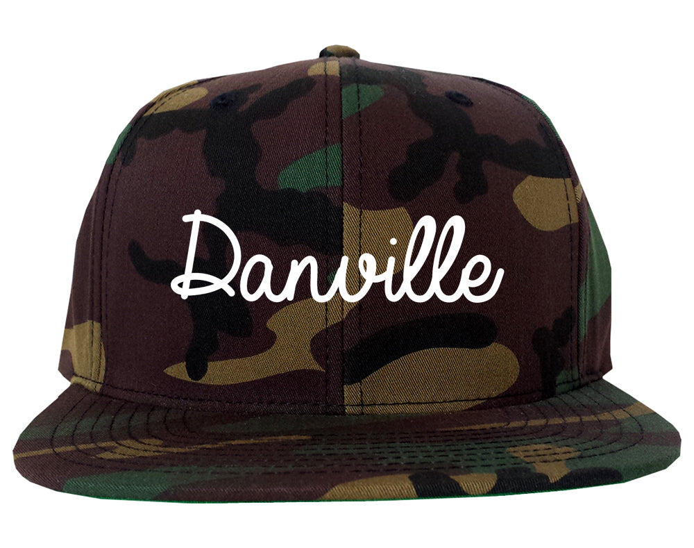 Danville Indiana IN Script Mens Snapback Hat Army Camo