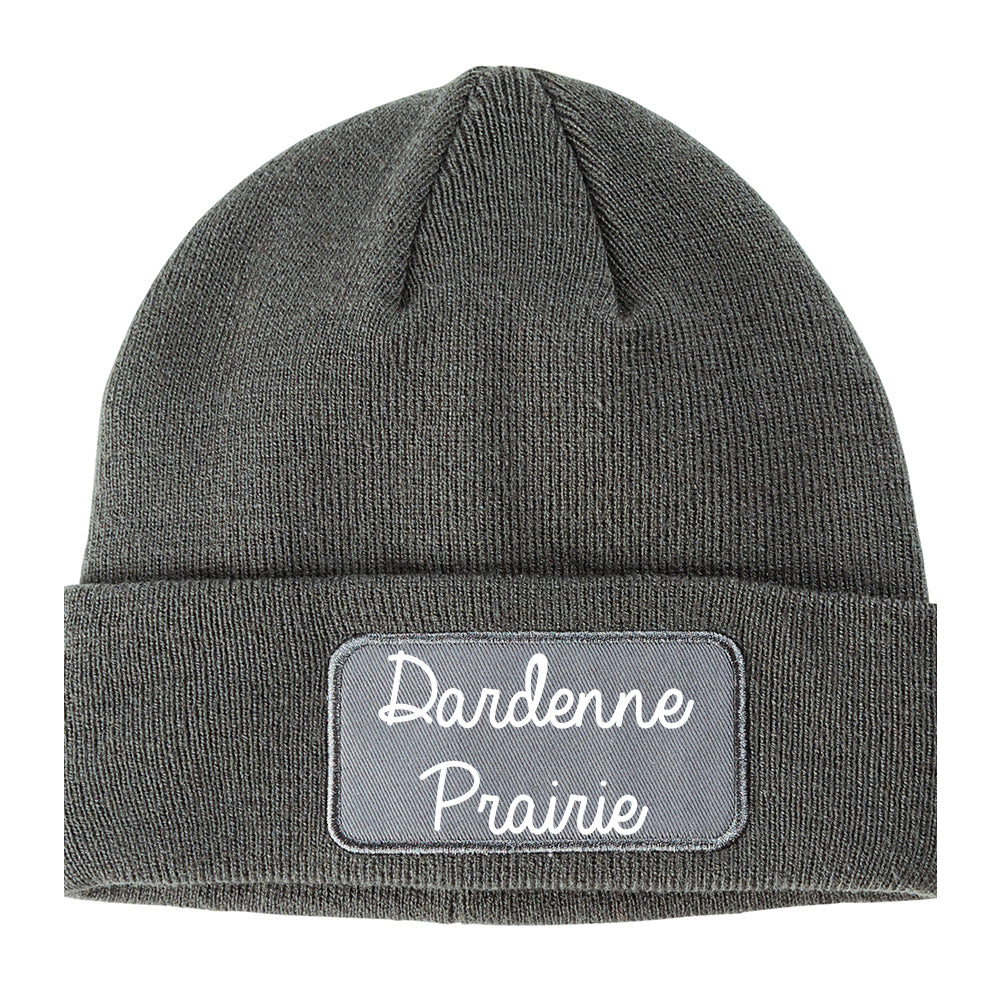 Dardenne Prairie Missouri MO Script Mens Knit Beanie Hat Cap Grey