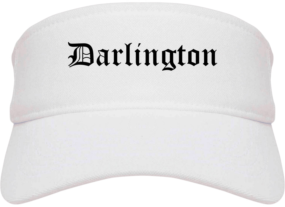 Darlington South Carolina SC Old English Mens Visor Cap Hat White