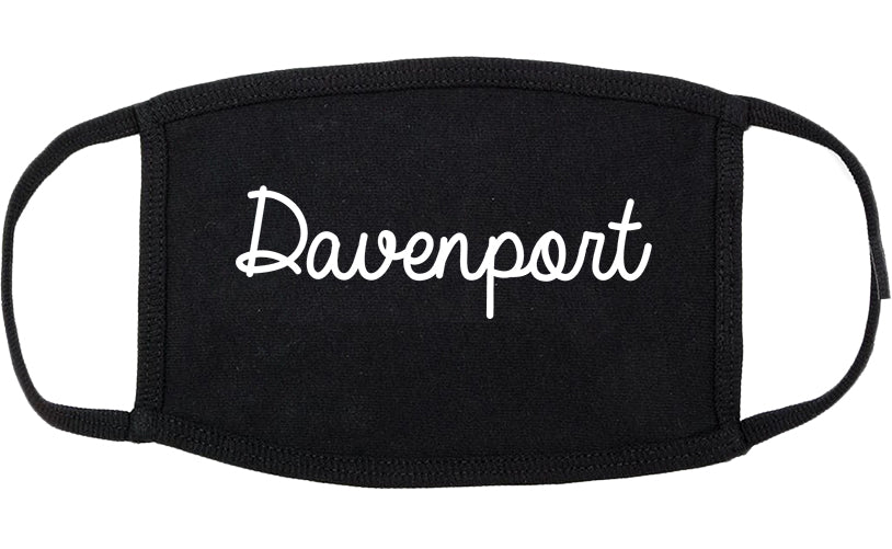 Davenport Iowa IA Script Cotton Face Mask Black