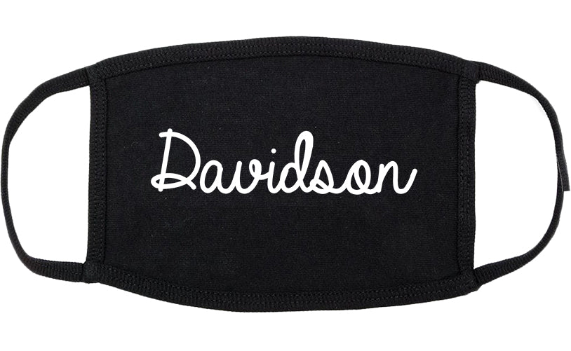Davidson North Carolina NC Script Cotton Face Mask Black