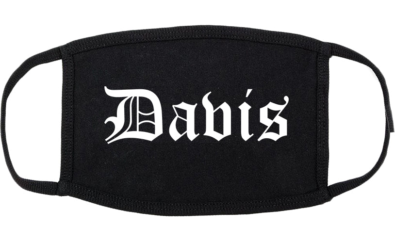 Davis California CA Old English Cotton Face Mask Black