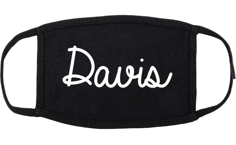 Davis California CA Script Cotton Face Mask Black