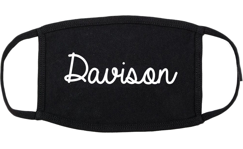 Davison Michigan MI Script Cotton Face Mask Black