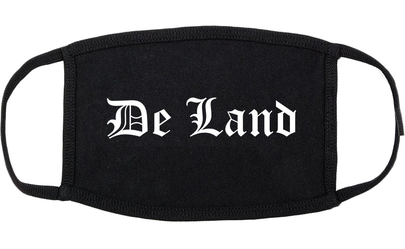 De Land Florida FL Old English Cotton Face Mask Black
