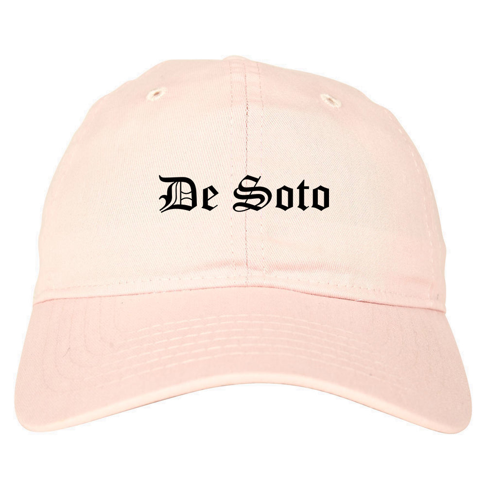 De Soto Kansas KS Old English Mens Dad Hat Baseball Cap Pink