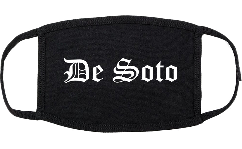 De Soto Missouri MO Old English Cotton Face Mask Black