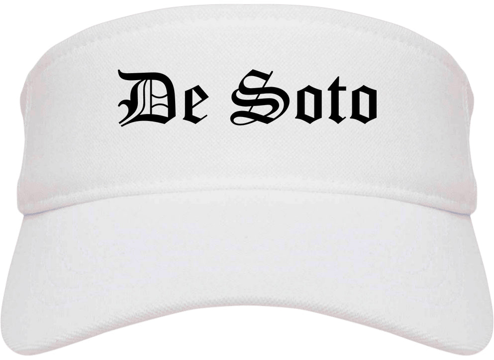 De Soto Missouri MO Old English Mens Visor Cap Hat White