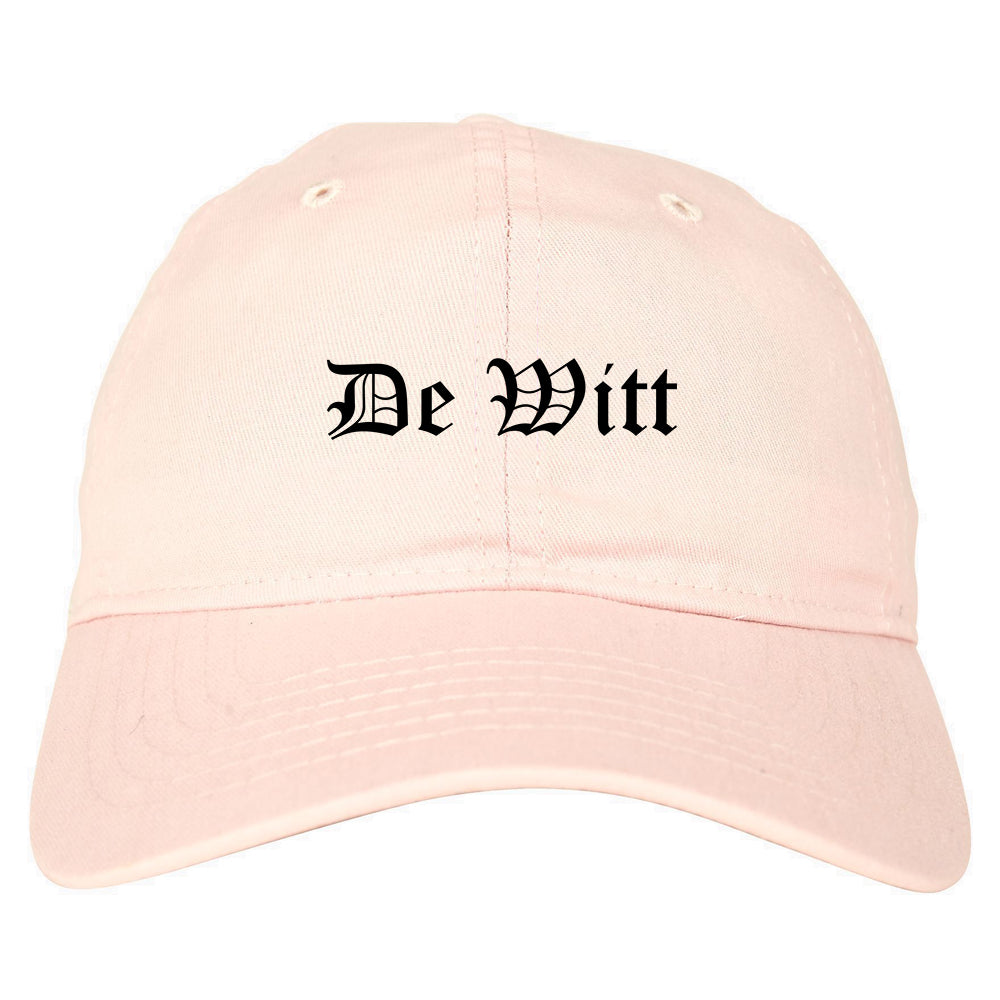 De Witt Iowa IA Old English Mens Dad Hat Baseball Cap Pink