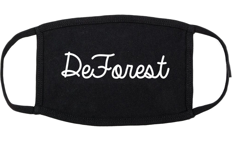 DeForest Wisconsin WI Script Cotton Face Mask Black