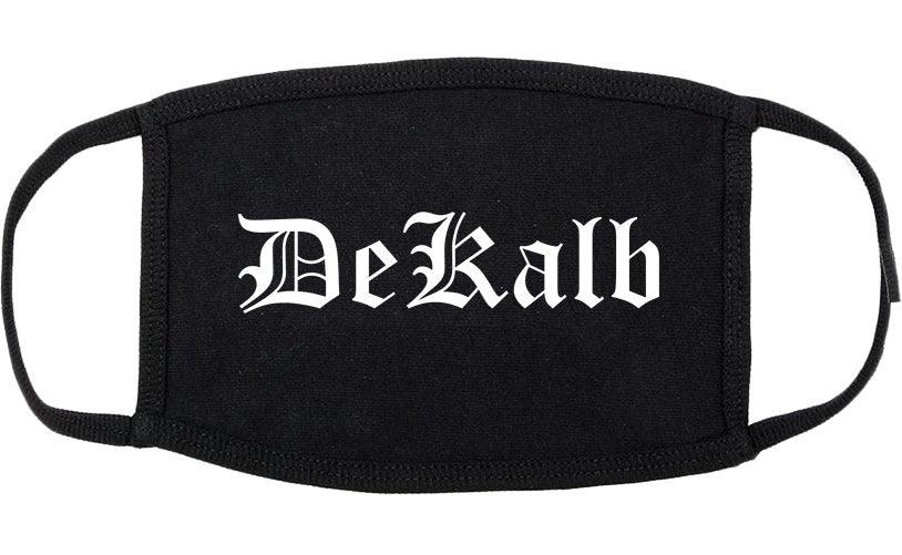 DeKalb Illinois IL Old English Cotton Face Mask Black