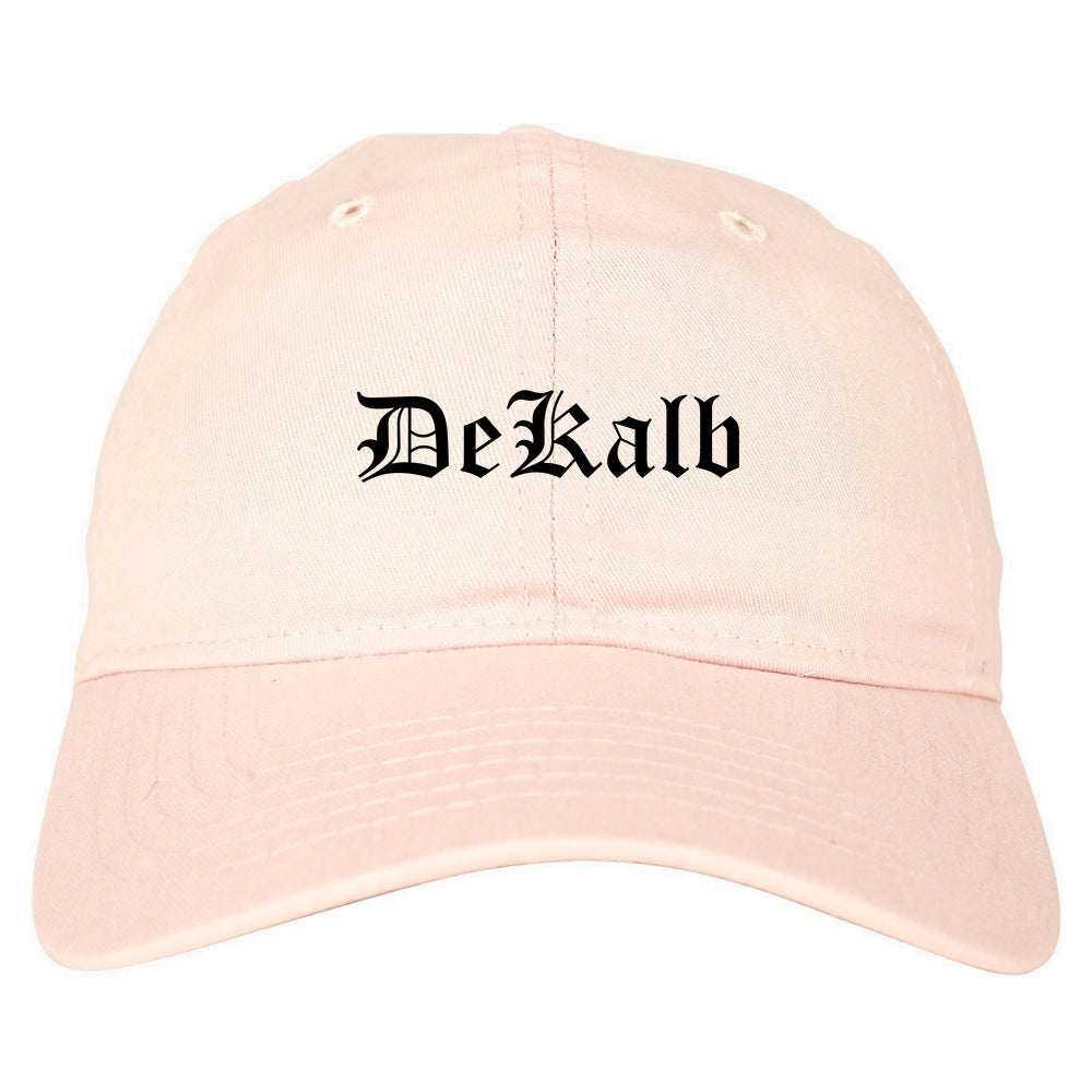 DeKalb Illinois IL Old English Mens Dad Hat Baseball Cap Pink