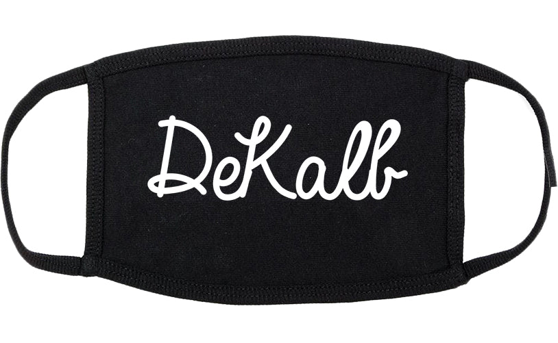DeKalb Illinois IL Script Cotton Face Mask Black