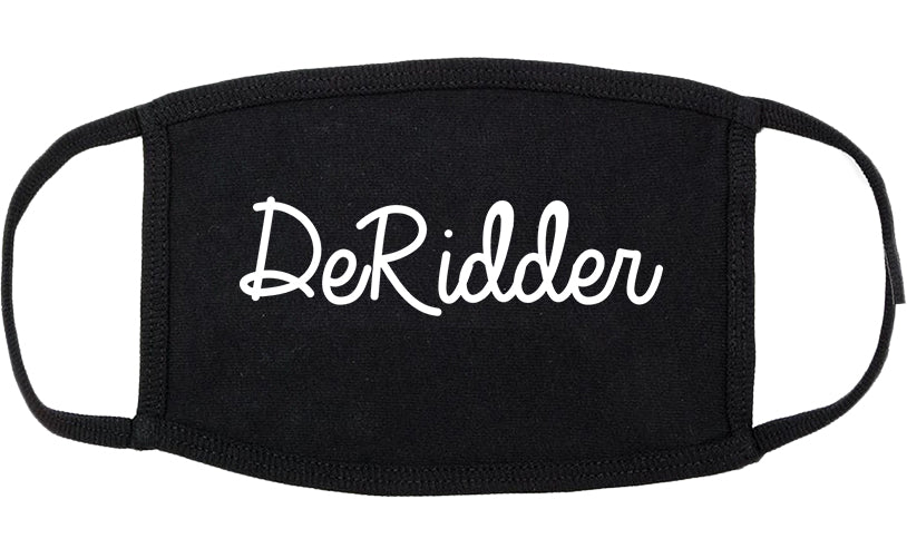DeRidder Louisiana LA Script Cotton Face Mask Black
