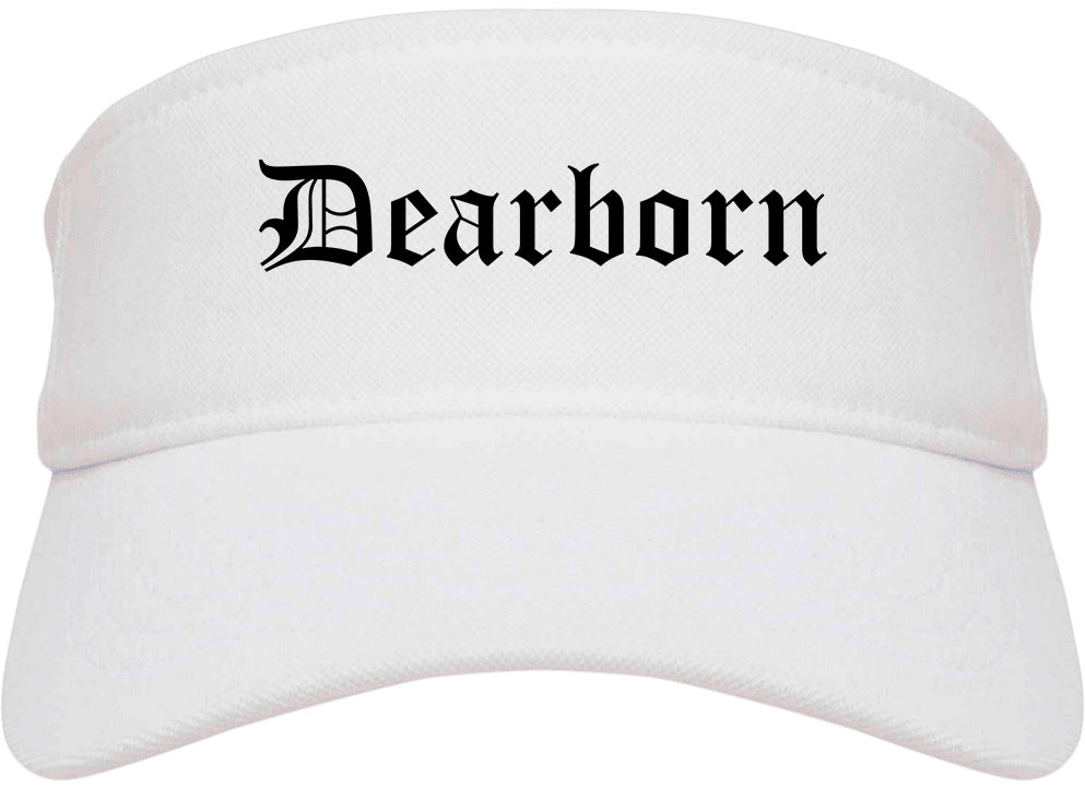 Dearborn Michigan MI Old English Mens Visor Cap Hat White