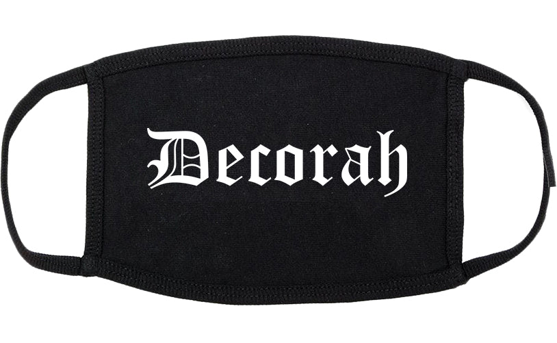 Decorah Iowa IA Old English Cotton Face Mask Black