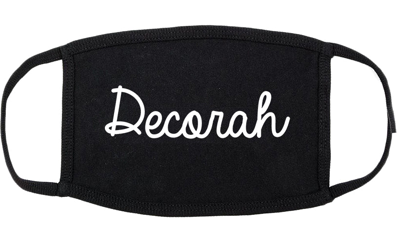 Decorah Iowa IA Script Cotton Face Mask Black