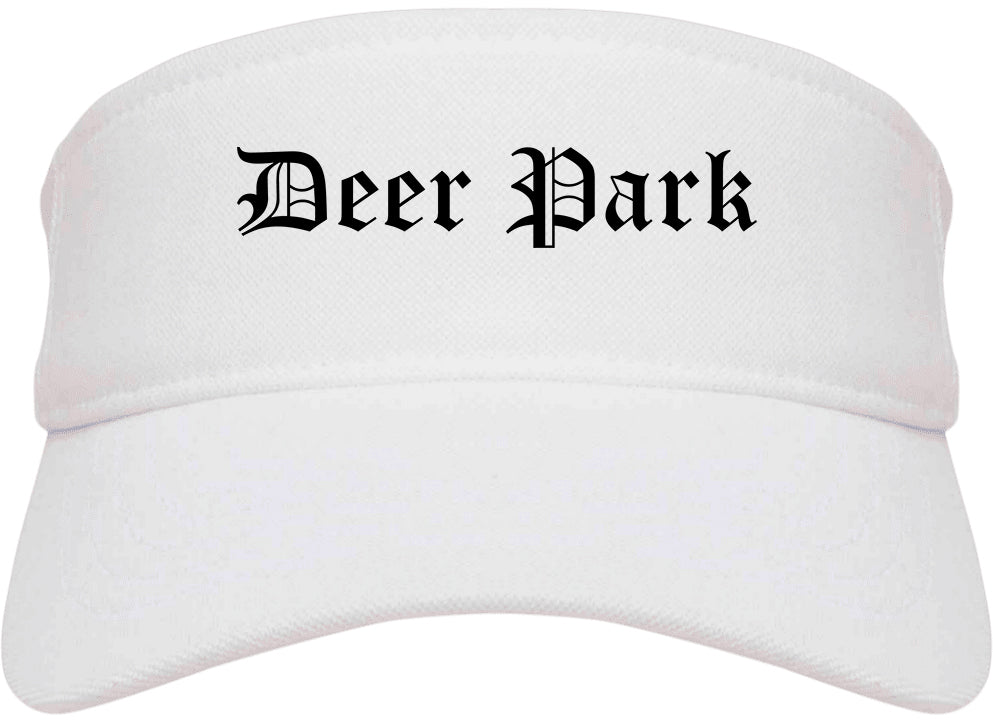 Deer Park Ohio OH Old English Mens Visor Cap Hat White
