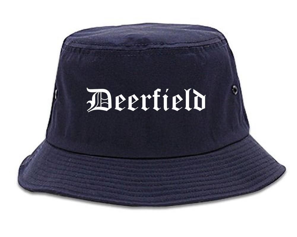 Deerfield Illinois IL Old English Mens Bucket Hat Navy Blue