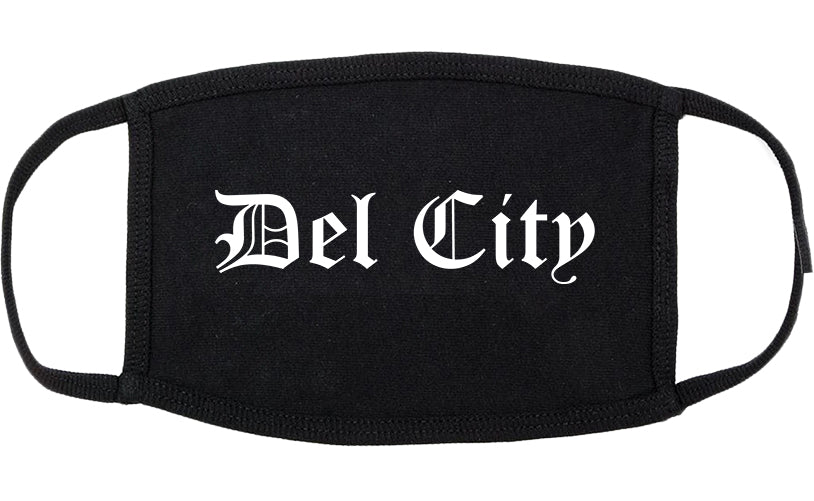 Del City Oklahoma OK Old English Cotton Face Mask Black