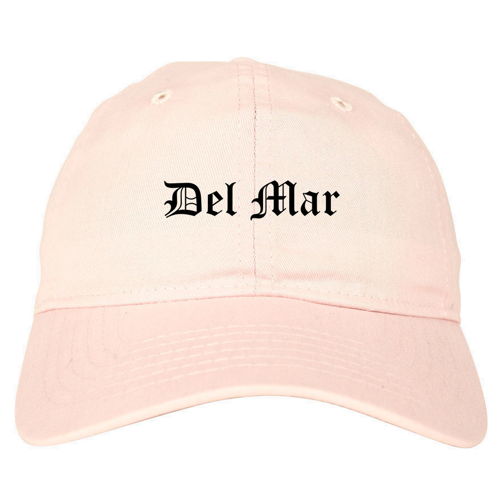 Del Mar California CA Old English Mens Dad Hat Baseball Cap Pink