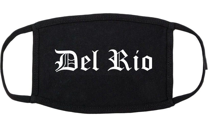 Del Rio Texas TX Old English Cotton Face Mask Black