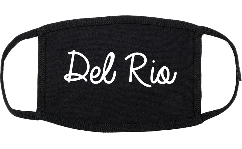 Del Rio Texas TX Script Cotton Face Mask Black