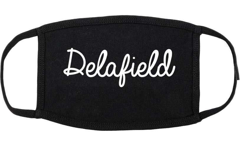 Delafield Wisconsin WI Script Cotton Face Mask Black