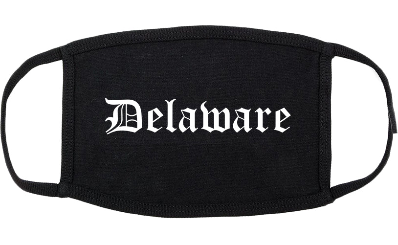 Delaware Ohio OH Old English Cotton Face Mask Black