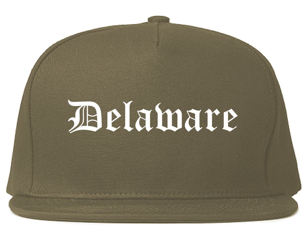 Delaware Ohio OH Old English Mens Snapback Hat Grey