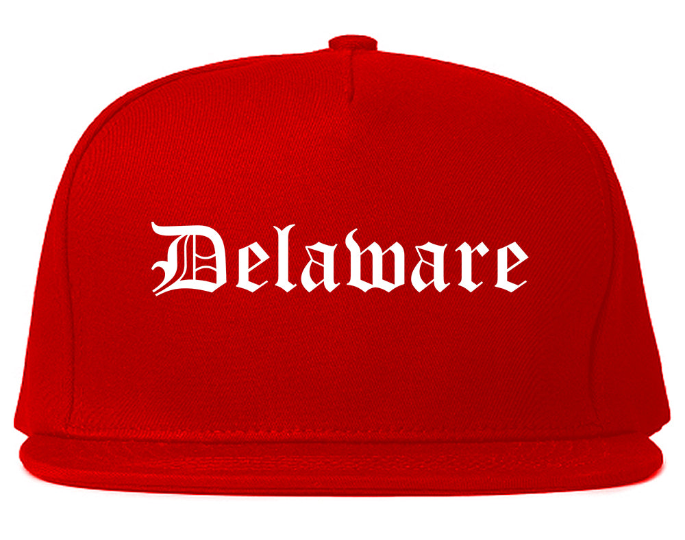 Delaware Ohio OH Old English Mens Snapback Hat Red
