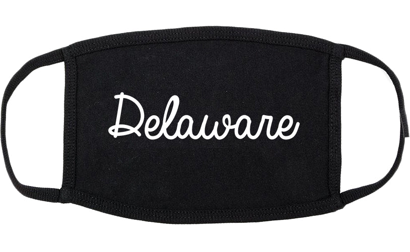 Delaware Ohio OH Script Cotton Face Mask Black