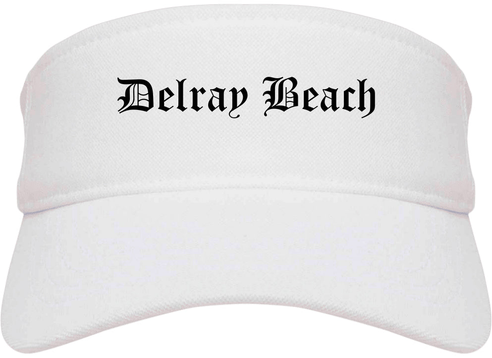 Delray Beach Florida FL Old English Mens Visor Cap Hat White