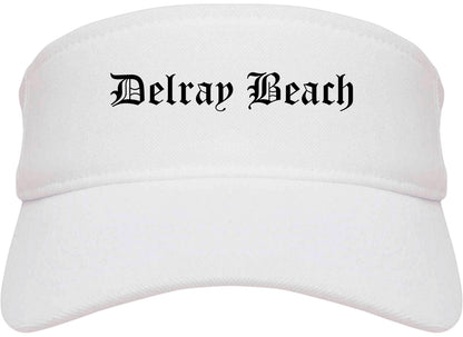 Delray Beach Florida FL Old English Mens Visor Cap Hat White