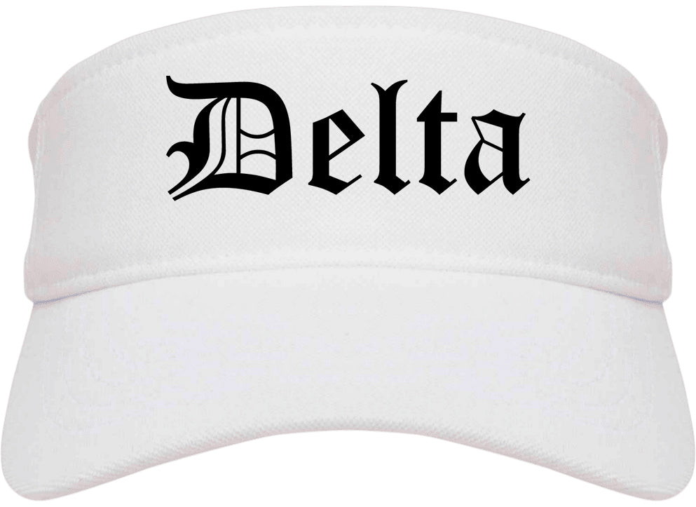 Delta Colorado CO Old English Mens Visor Cap Hat White