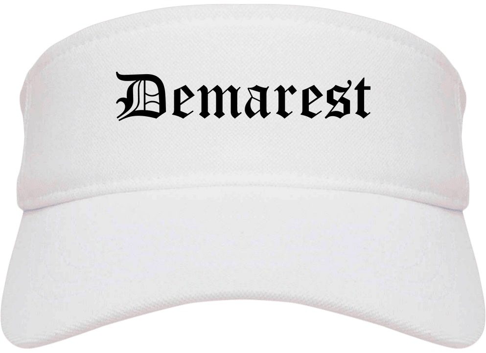 Demarest New Jersey NJ Old English Mens Visor Cap Hat White