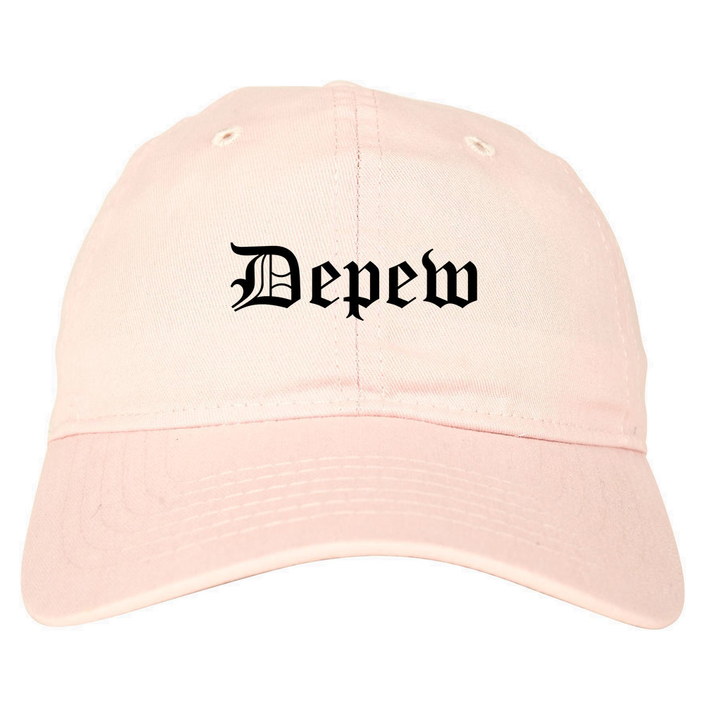 Depew New York NY Old English Mens Dad Hat Baseball Cap Pink