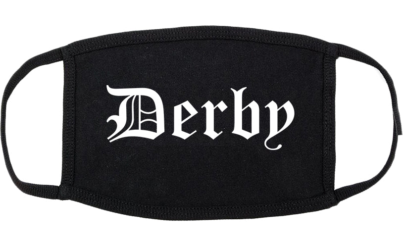 Derby Connecticut CT Old English Cotton Face Mask Black
