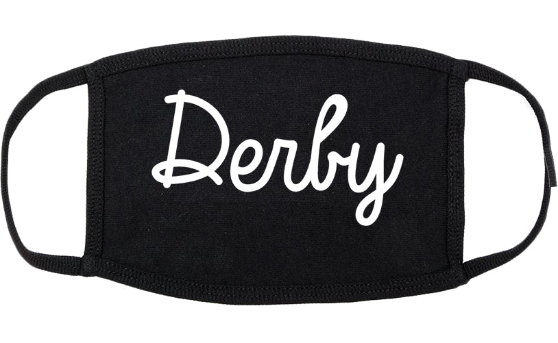 Derby Connecticut CT Script Cotton Face Mask Black