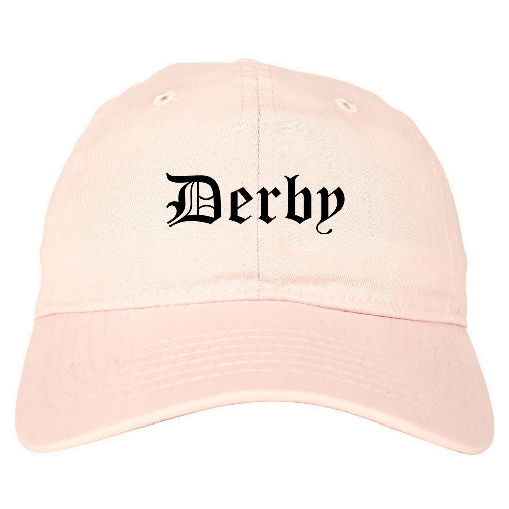 Derby Kansas KS Old English Mens Dad Hat Baseball Cap Pink