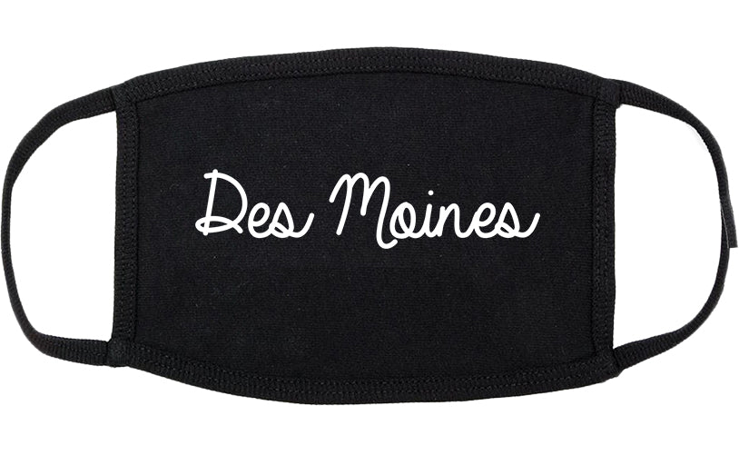 Des Moines Washington WA Script Cotton Face Mask Black