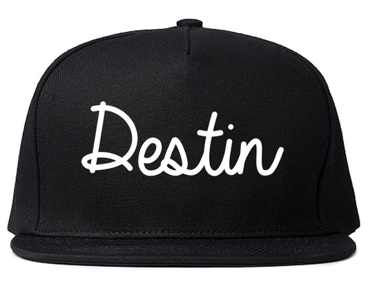 Destin Florida FL Script Mens Snapback Hat Black