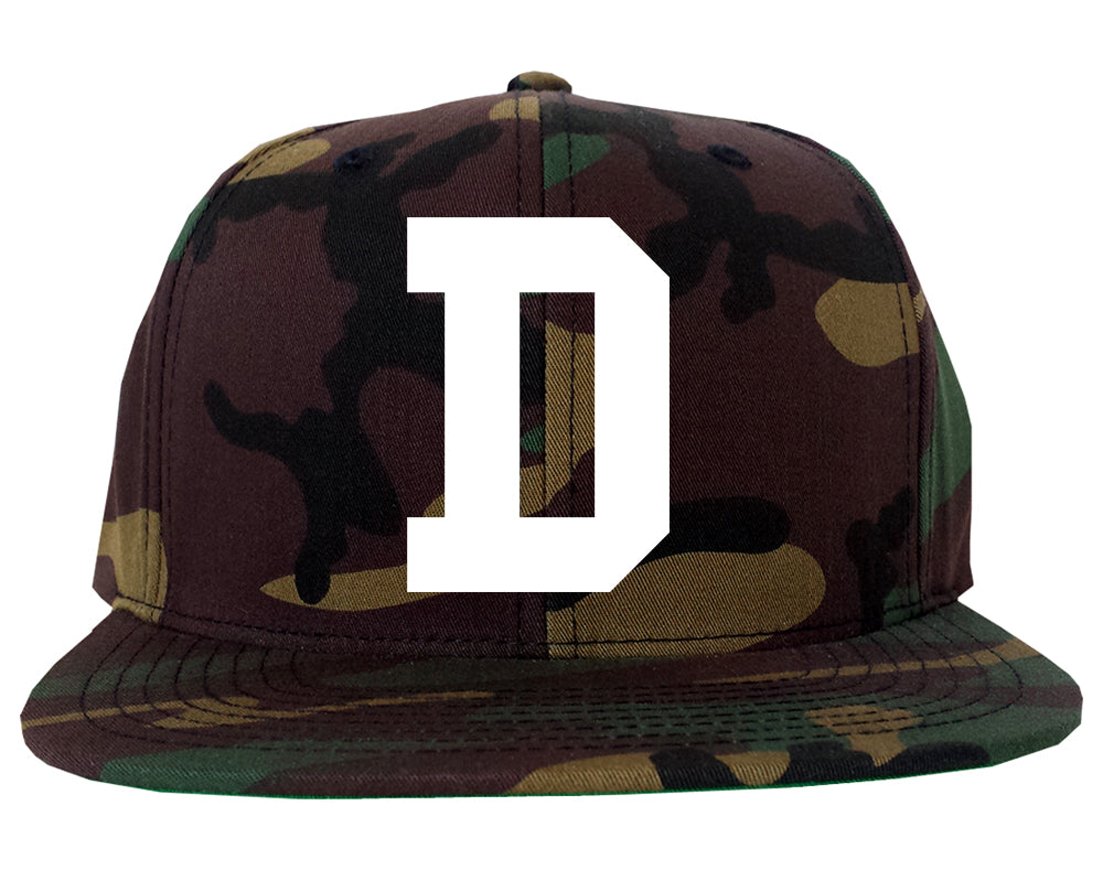 Detroit D Letter Mens Snapback Hat Camo