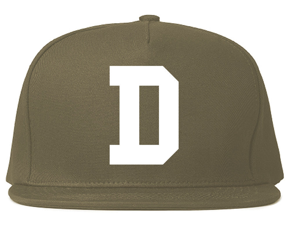 Detroit D Letter Mens Snapback Hat Grey