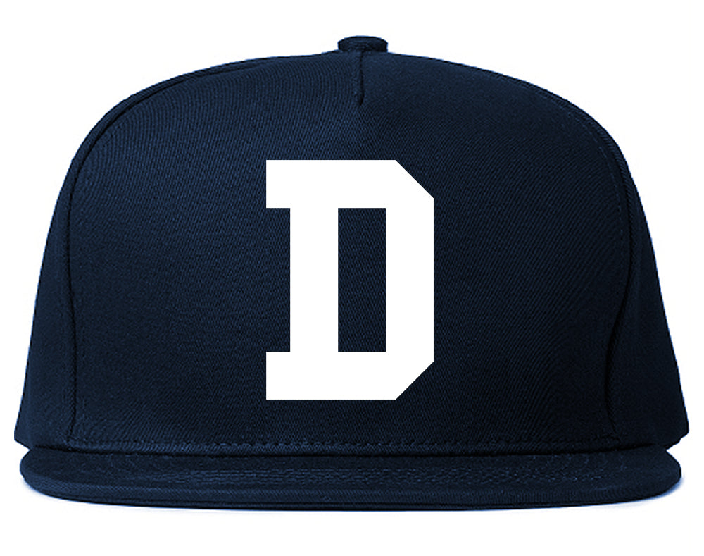 Detroit D Letter Mens Snapback Hat Navy Blue