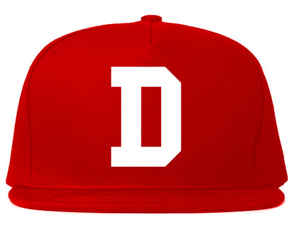 Detroit D Letter Mens Snapback Hat Red