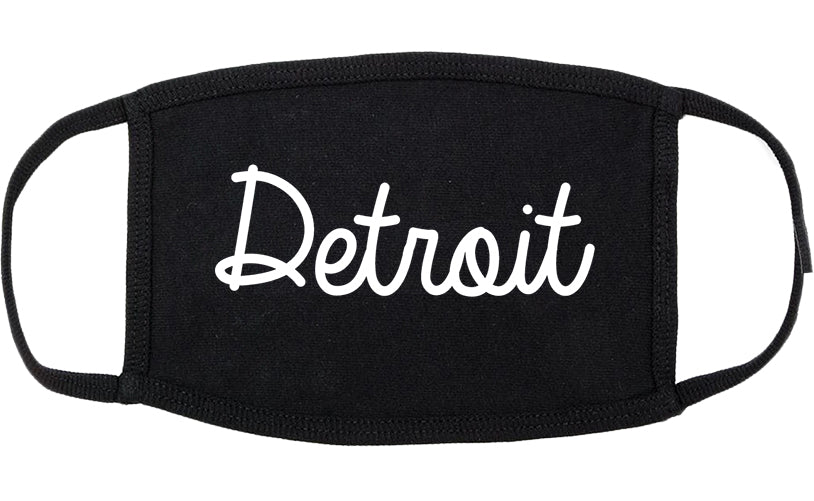 Detroit Michigan MI Script Cotton Face Mask Black